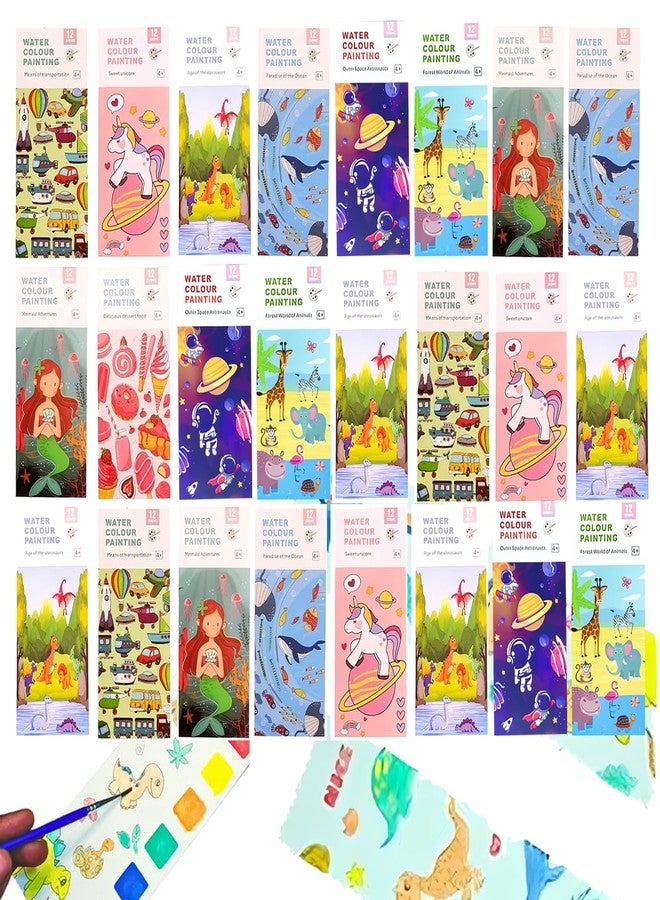 سنابترون مجموعة هدايا سنابترون للأطفال - 24 كتاب تلوين سحري / كتاب تلوين مائي مع فرشاة / كتب تلوين ورسم بألوان مائية في كل صفحة - أفضل هدايا عيد ميلاد بالجملة / مجموعة هدايا للأطفال - Image 1